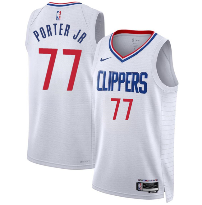 Men's Los Angeles Clippers #77 Kevin Porter Jr White Association Edition Stitched Jersey